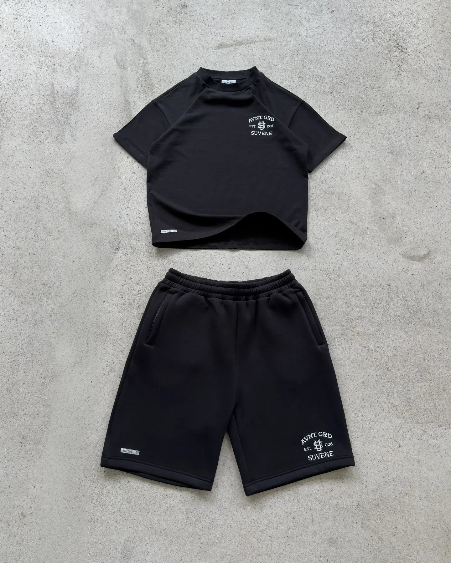 SUVENE Summer Harajuku Casual Shorts T-shirt Cotton Sportswear Two Piece Set  Pocket Zipper Sports Short Short Sleeve Tracksuit